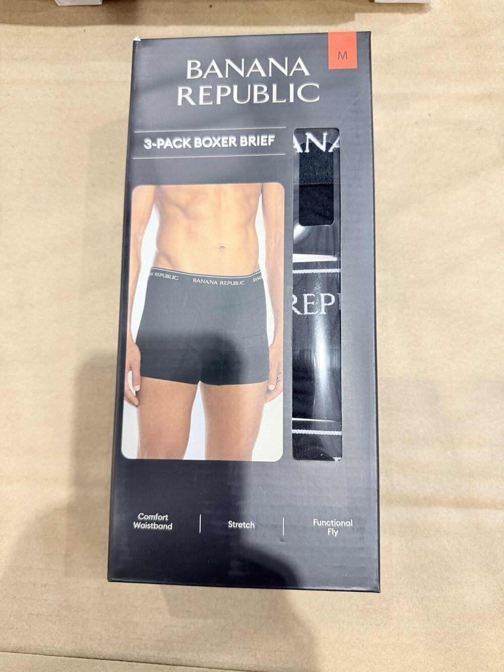 Banana Republic Mens 3 Pack Boxer Briefs Black Size M New In Box NIB Underwear
